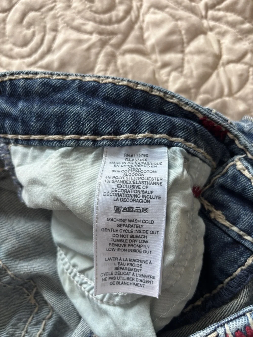 True Religion Dark Blue Flared Jeans with Contrast Stitching - Picture 7 of 8
